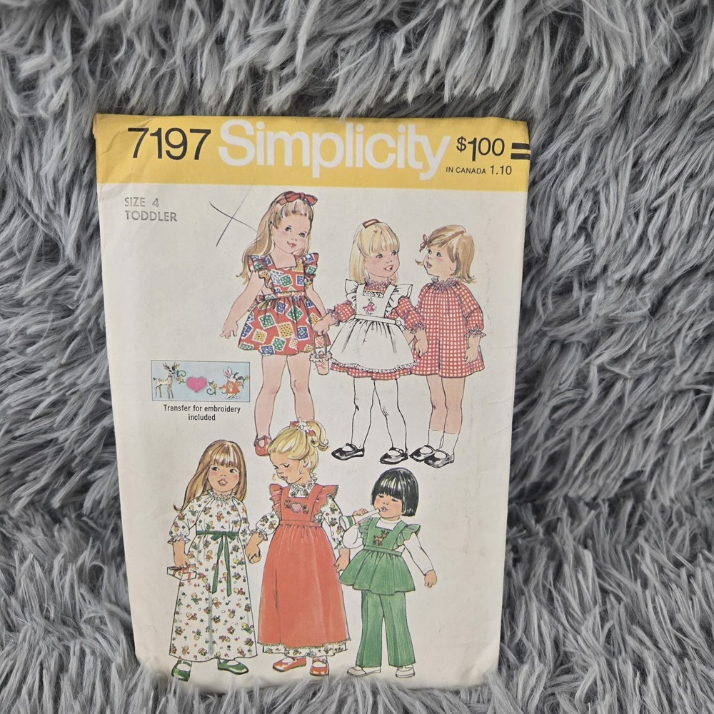 Simplicity 7197 Size 4 Toddler Short & Long Dress‎ Sewing Pattern Uncut